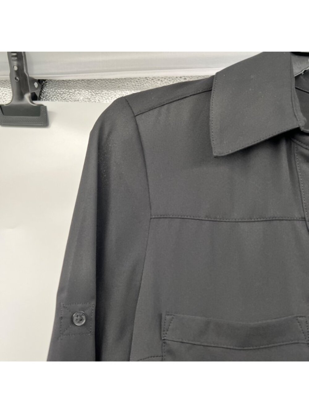 Express Womens Shirt Dress Long Sleeve Button Up Black Size Small Belted - Picture 5 of 9
